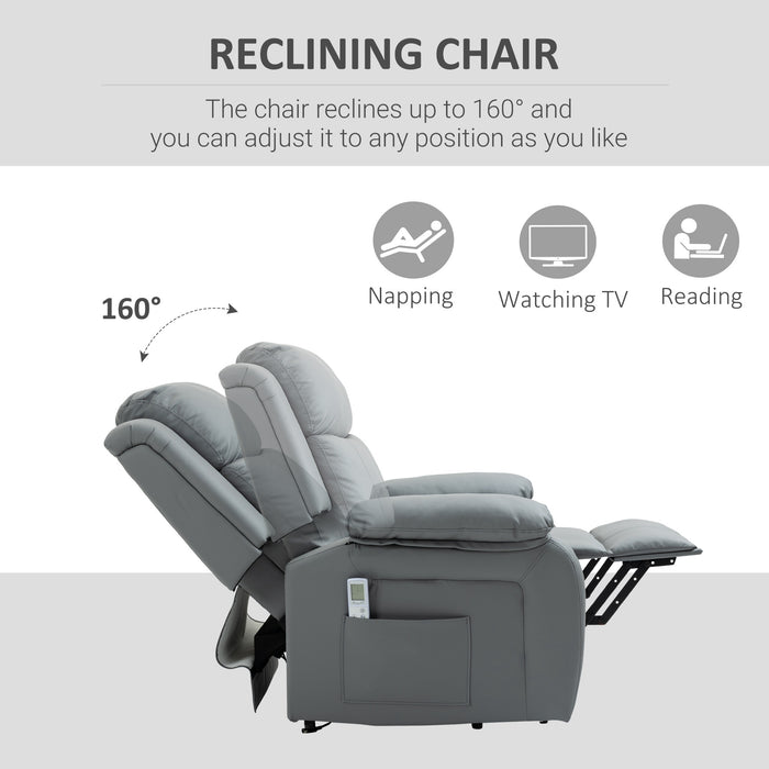 Electric Power Lift Recliner Chair with Vibration Massage - Remote Control and Side Pocket for Storage - Ideal for Elderly Comfort and Relaxation