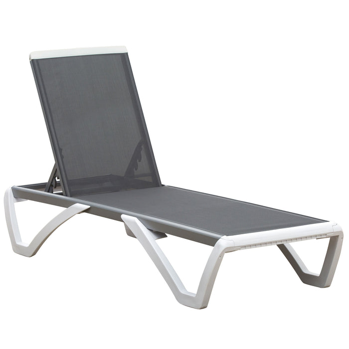 Adjustable Back Portable Chaise Lounge - Breathable Texteline Material in Light Grey - Ideal for Outdoor Relaxation and Comfort