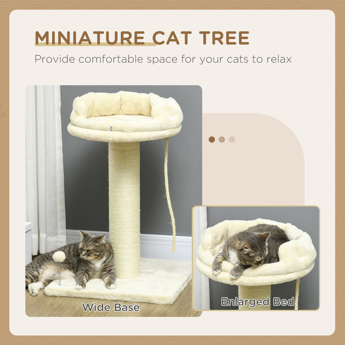 Cat Tree Playground - Sisal-Wrapped Scratching Post in Cream - Ideal for Cat Climbing & Scratching Needs