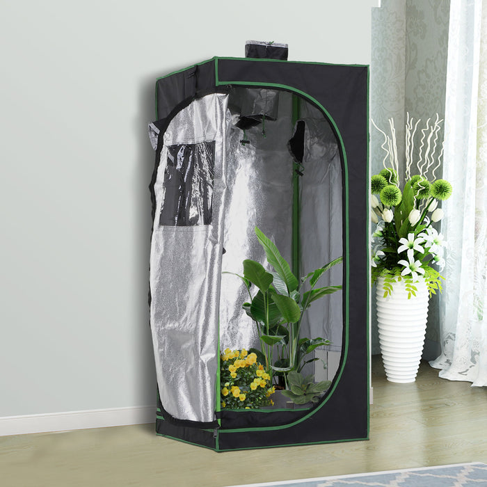 Hydroponic Plant Grow Tent with Viewing Window and Tool Bag - 60x60x140cm Compact Black/Green Indoor Gardening Enclosure - Ideal for Urban Farmers & Small Space Gardening