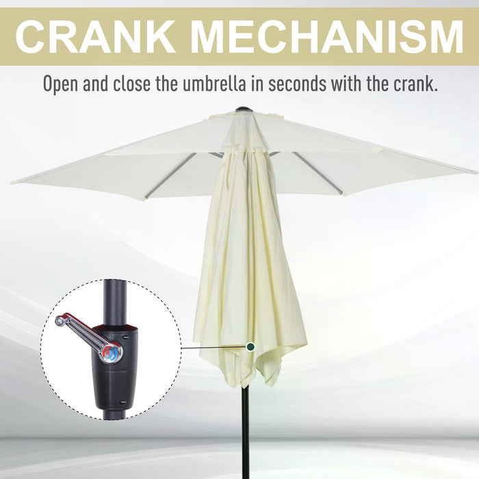 Patio Umbrella 2.7m with Tilt and Crank - Sun Shade Canopy, Cream White, Aluminium Frame - Ideal for Garden and Outdoor Relaxation