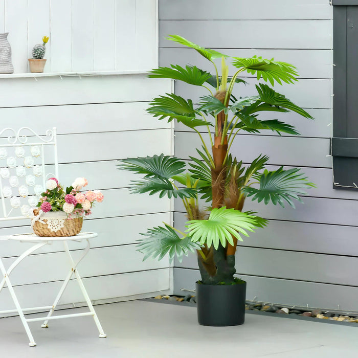 Tropical Palm Artificial Tree - Lifelike Indoor/Outdoor Fake Decorative Plant with Nursery Pot, 135cm - Enhances Home & Office Space Ambiance