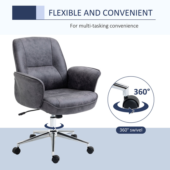 Ergonomic Swivel Desk Chair - Adjustable Mid-Back Office Chair for Work and Study - Ideal for Home Office and Students, Charcoal Grey