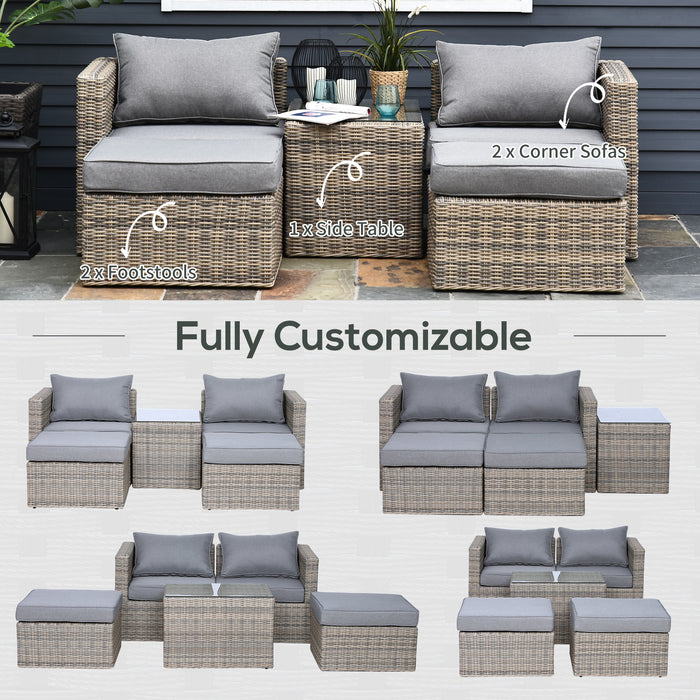 Luxury 2-Seater Rattan Set - Aluminium Frame Patio Furniture with Glass-Top Table & Thick Cushions - Ideal for Outdoor Relaxation and Balconies