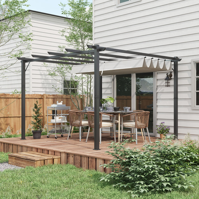 Aluminium Pergola Canopy Gazebo - 3x3m Outdoor Garden Sun Shade and Shelter, Light Grey - Ideal for Marquee Parties and BBQs