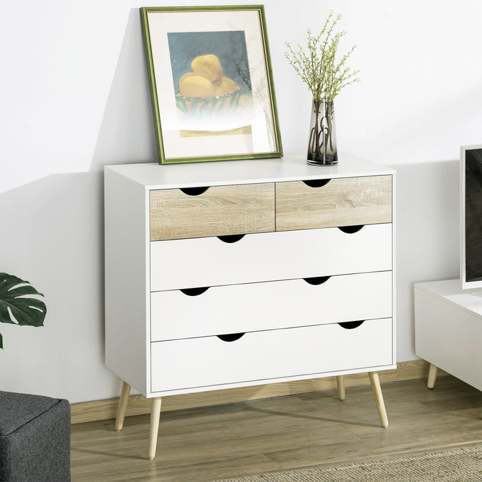 5-Drawer Chest - Bedroom & Living Room Storage Dresser - Elegant Side Cabinet Organizer for Home Organization