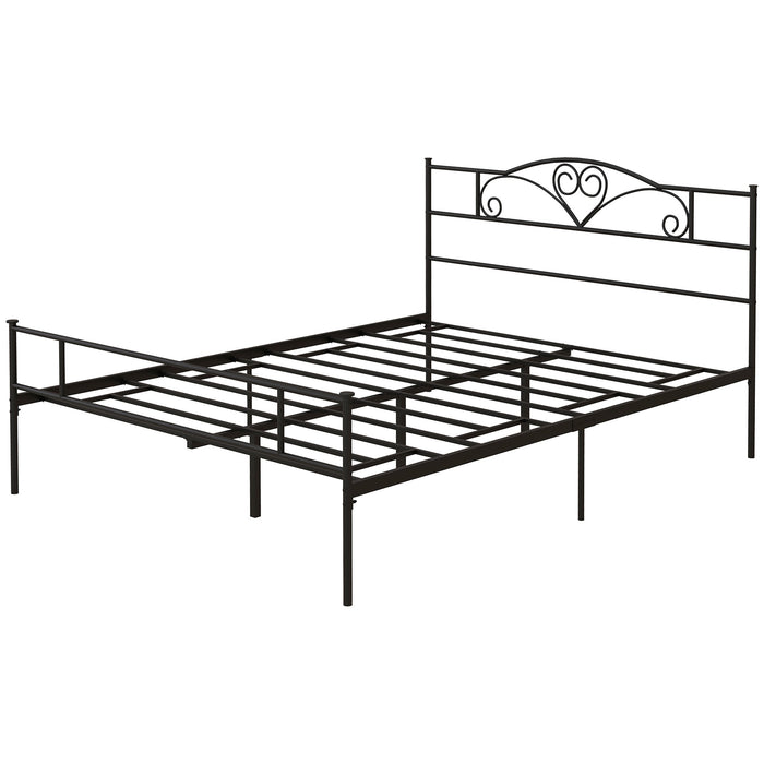 King Size 5ft4 Metal Bed Frame with Headboard and Footboard - Sturdy Construction, Ample Under-Bed Storage - Ideal for Master Bedroom Space Optimization