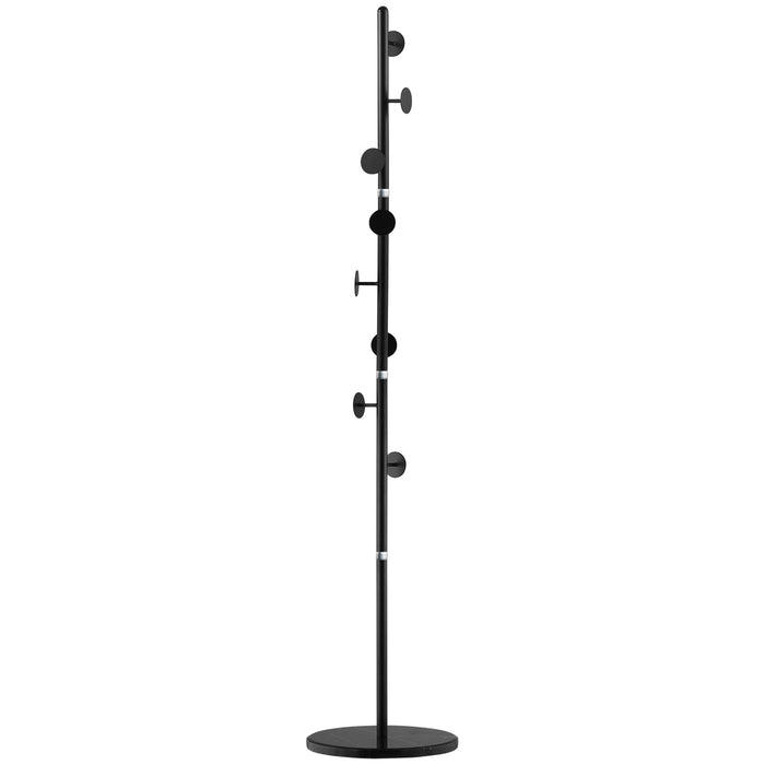 Free Standing Hall Tree Coat Rack with 8 Hooks - Durable Steel Clothes & Accessories Stand, Marble Base - Space-Saving Organization for Entryway, Home, Office