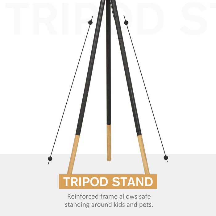 Steel Tripod Floor Lamp, 153cm - Modern Grey Fabric Shade, Foot Switch Operation - Ideal Lighting Solution for Office & Bedroom