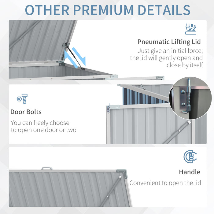 Steel Double Bin Storage Shed - 5ft x 3ft Garden Waste Organizer with Locking Doors, Openable Lid - Conceals Trash Cans, Secures Garbage