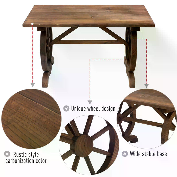 Natural Fir Wood Patio Table - Outdoor Dining and Coffee Table with Water-Resistant Finish - Ideal for Garden Displays and Al Fresco Meals