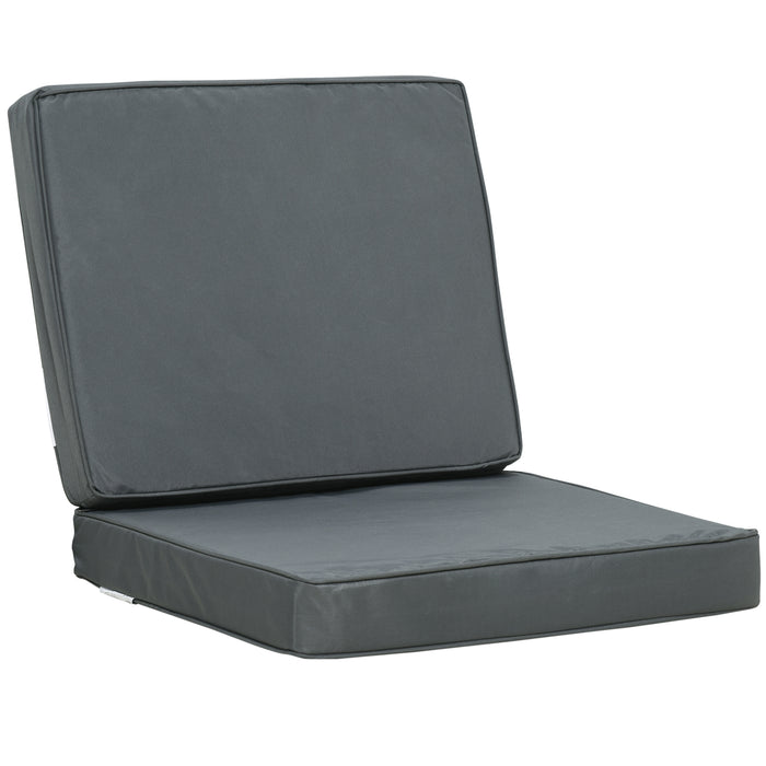 Outdoor Furniture Cushion Set - 2-Piece Garden Chair Seat and Back Support, Dark Grey - Comfort Upgrade for Patio Seating