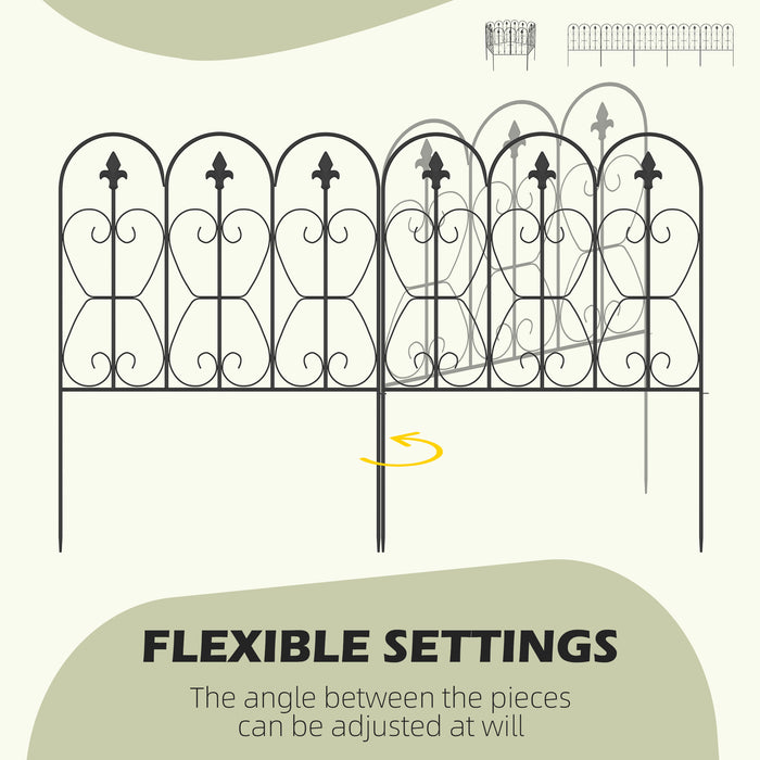 Outdoor Picket Fence Panels for Decorative Gardening - 5-Piece Set, Rustproof Metal Wire, Flower Bed Border & Landscape Edging - Ideal Animal Barrier for Enhanced Yard Aesthetics