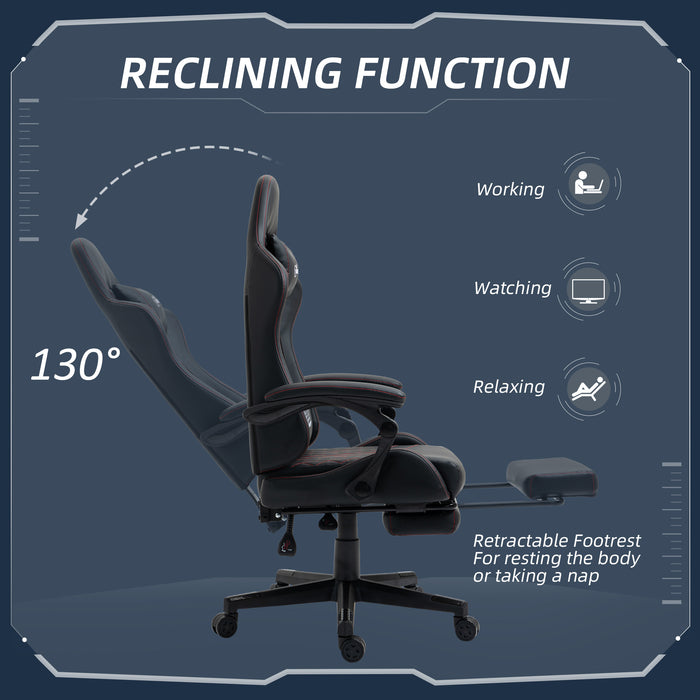 Ergonomic Racing-Style Office Chair - Swivel Wheels, Footrest, Reclining Faux Leather Design - Ideal Desk Chair for Gamers and Home Office Comfort