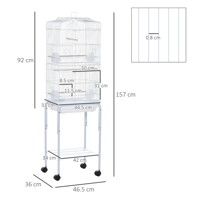 Parrot Breeding Cage with Stand - Heavy-Duty Metal Construction, Tray, Wheels - Ideal for Parakeets and Bird Care Enthusiasts