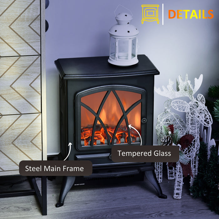 Electric Fireplace Heater with Fan - 2000W/1000W Free Standing Stove, Log Flame Effect, Dual Heat Settings - Ideal for Cozy Indoor Spaces and Home Warming