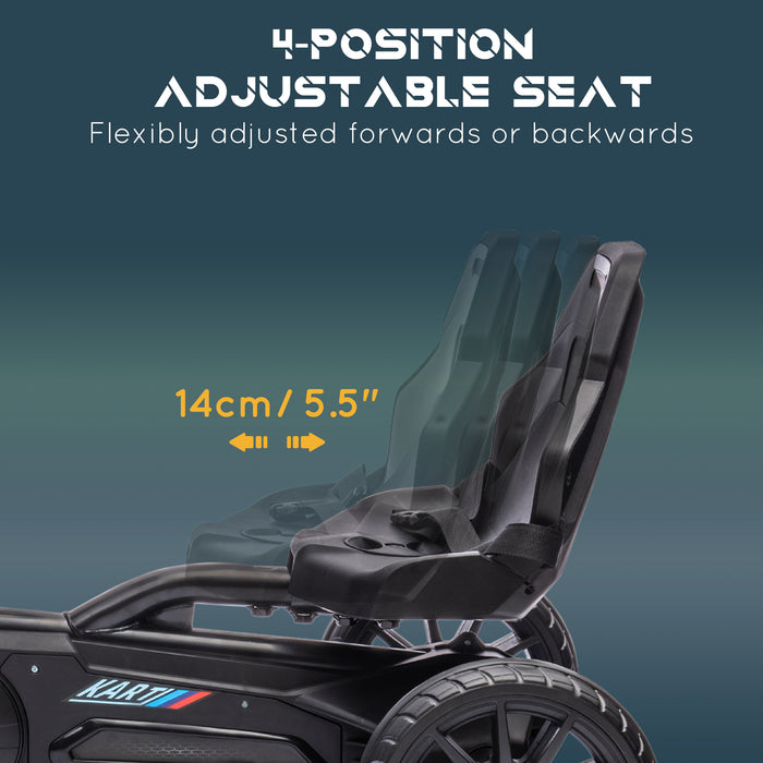 Kids Pedal Go Kart Racer - Adjustable Seat & Shock-Absorbing EVA Tyres with Handbrake - Fun Racing Cart for Children Ages 3-8
