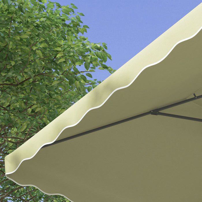 Double-Top Cantilever Garden Parasol, 2.5m Square - Beige Umbrella with Elegant Ruffles - Ideal for Outdoor Relaxation and UV Protection