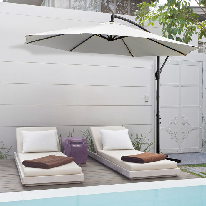 Banana Parasol Cantilever Umbrella with Crank - 3m Hanging Sun Shade, 8-Rib Structure, Cross Base - Ideal for Garden and Outdoor Relaxation