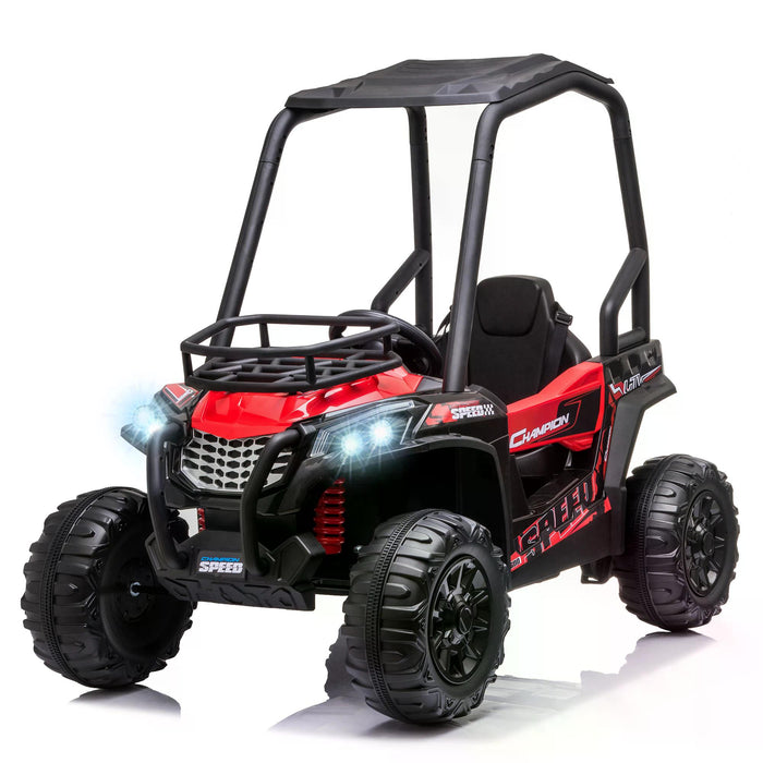 Kids Electric Off-road UTV Ride-On Car with High Roof - 12V Battery, 3-6 km/h, Parental Remote, Lights, MP3, Suspension Wheels, Red - Perfect for Children's Outdoor Adventures