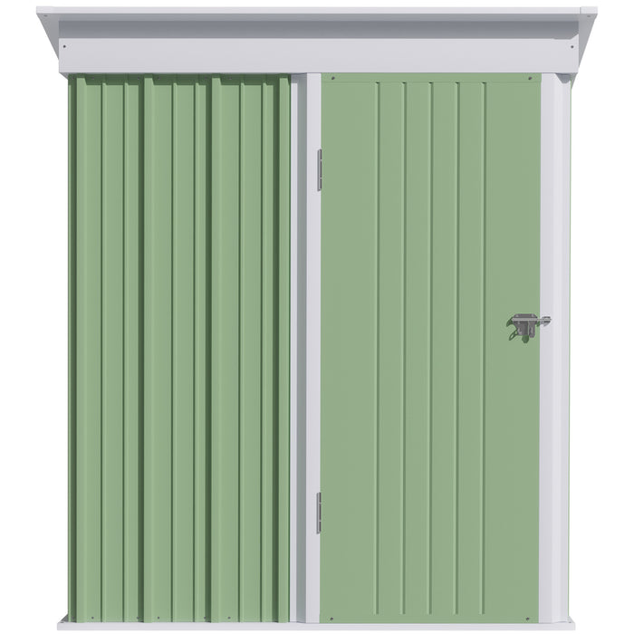 Garden Storage Shed 5x3x6ft - Metal Lean-to Roof with Shelf, Lockable Door, Bonus Gloves - Ideal for Tools & Motorbike Protection