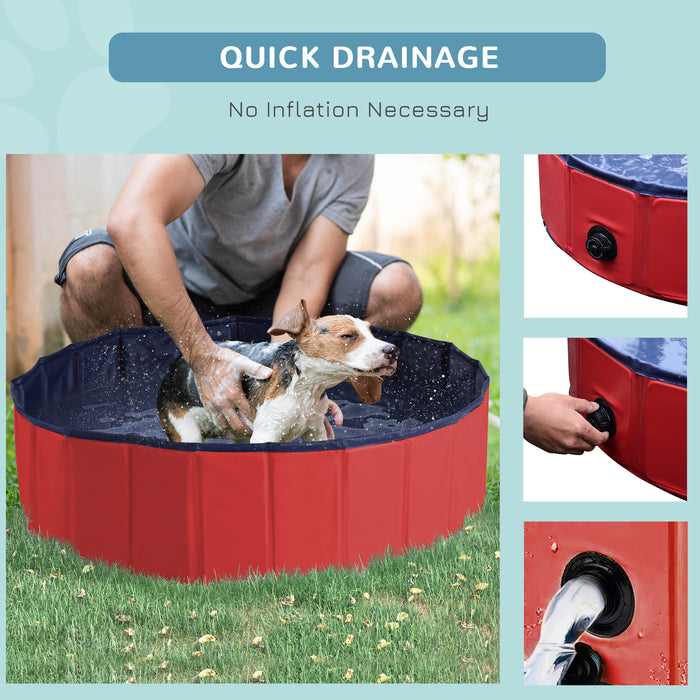 Foldable Dog Pool - Sturdy Φ100x30H cm Portable Bathing Tub for Pets - Ideal for Outdoor Summer Fun and Cooling Down