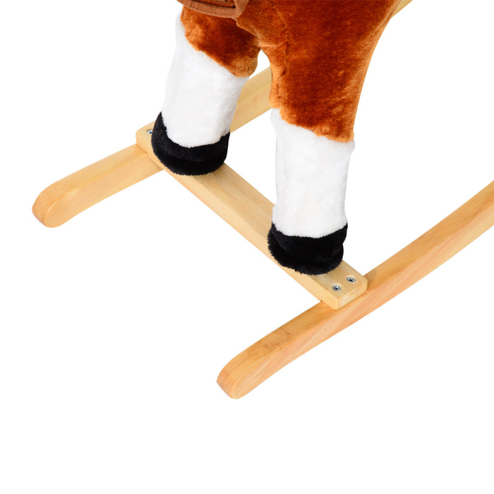 Classic Wooden Rocking Horse with Sound Effects - Sturdy Hand Grips, Timeless Playroom Staple - Ideal Fun Gift for Toddlers and Preschoolers