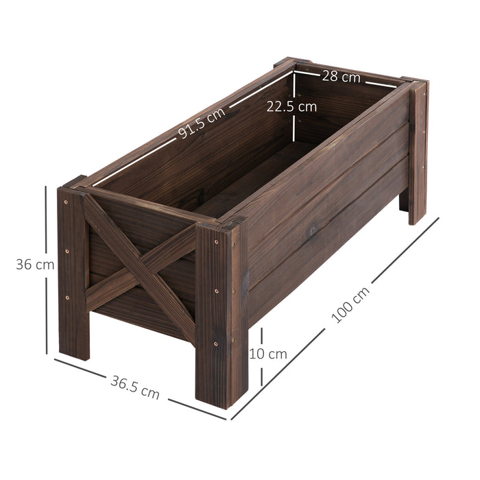 Outdoor Garden Bed Planter - Fir Wood Raised Container for Plants, Flowers & Vegetables - Ideal for Patio Spaces 100x36.5x36 cm