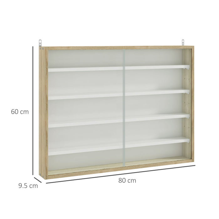 5-Tier Wall Display Shelf Unit - Adjustable Shelves with Glass Doors, Home Office Decor Storage, 60x80cm - Ideal for Organizing Ornaments and Books