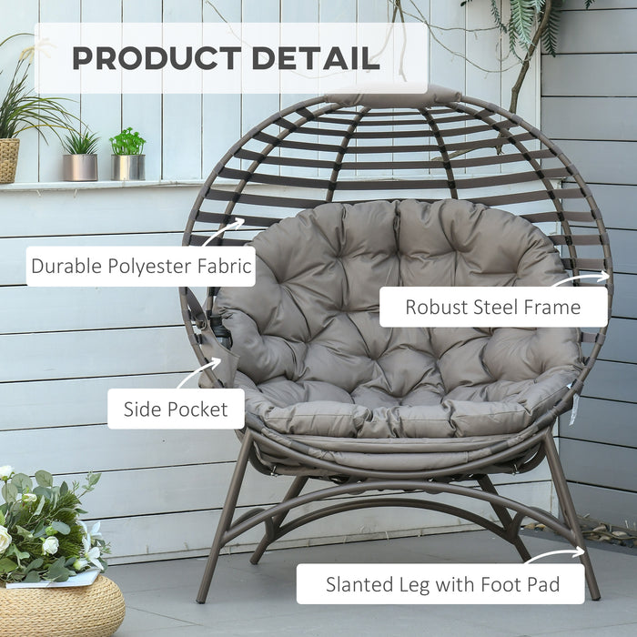 2 Seater Egg Chair - Comfortable Patio Basket Seat with Cushion & Steel Frame - Ideal for Both Indoor & Outdoor Relaxation