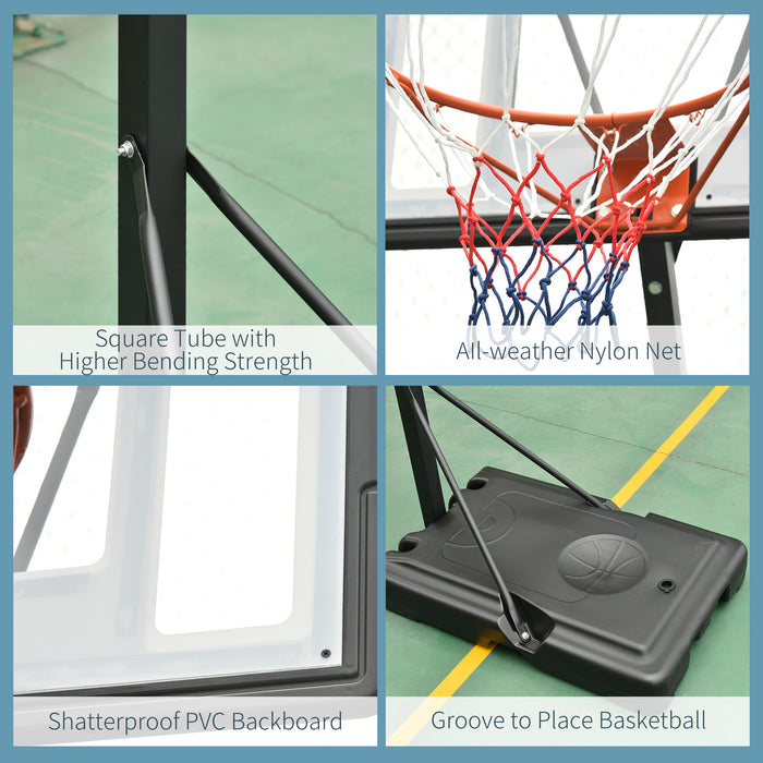 Freestanding Basketball Hoop 255-305cm - Adjustable Stand, Backboard, and Wheels - Perfect for Teens and Adults Outdoor Play