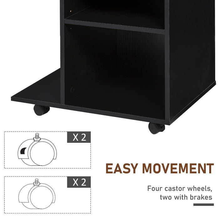 Mobile Printer Stand with CPU Holder - Rolling Cart with Drawer, Adjustable Shelf, and Wheels for Office - Space-Saving Desk-Side Storage Solution