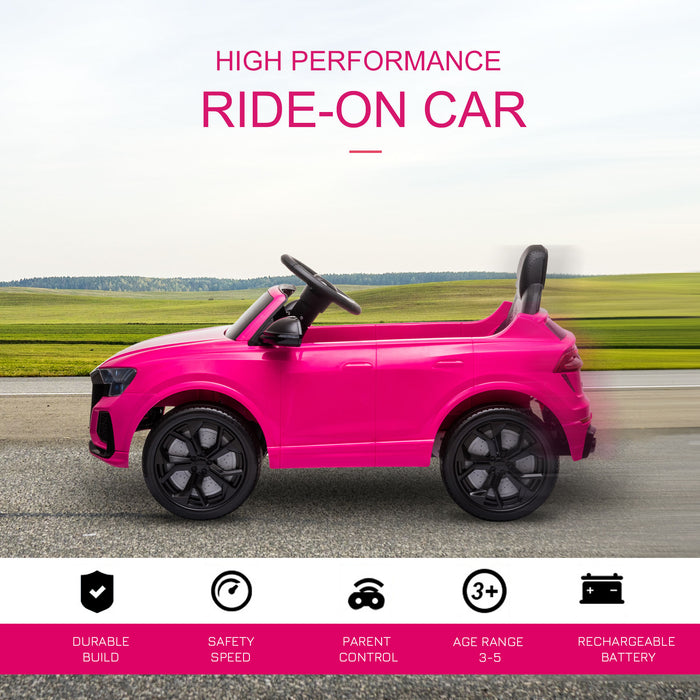 Audi RS Q8 Kids Electric Ride-On Car - 6V Battery-Powered with Parental Remote, Music, Lights, USB, MP3, Bluetooth - Perfect for Young Drivers in Pink