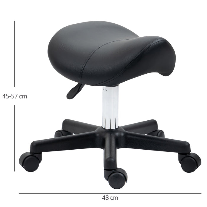 Ergonomic Saddle Stool - PU Leather Rolling Chair with Steel Frame for Spa, Beauty, Tattoo, Massage - Adjustable Height for Comfort and Versatility