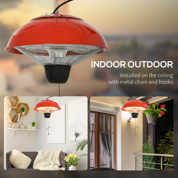 1500W Garden Electric Halogen Patio Heater - Aluminum Outdoor Ceiling Hanging Heat Lamp - Ideal for Warming Your Patio Space in Style