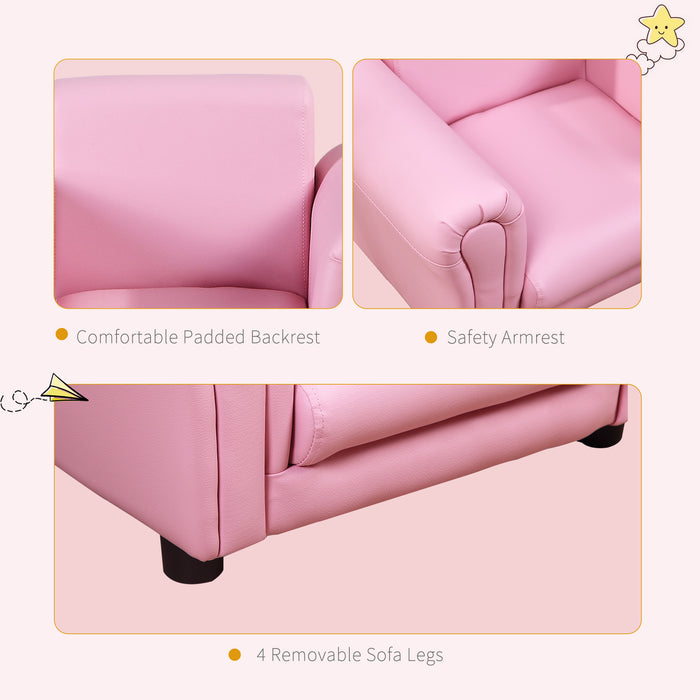 Toddler Chair with Free Footstool - Plush Kids Sofa Set and Armchair in Pink for Seating & Gaming - Perfect for Children's Room and Play Areas