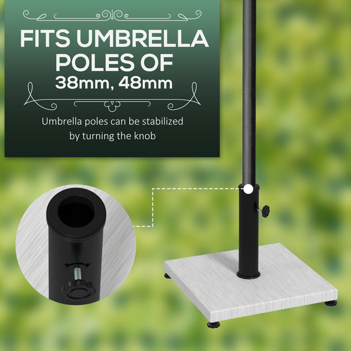 Adjustable Foot Pad 12kg Garden Parasol Base - Concrete Umbrella Stand with Wood Effect & Knob - Sturdy Outdoor Shade Support