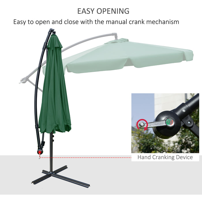 Garden Parasol Cantilever Umbrella 2.7m - Outdoor Hanging Sun Shade with Crank Handle, Cross Base - Ideal for Patio Relaxation and Protection from Sun