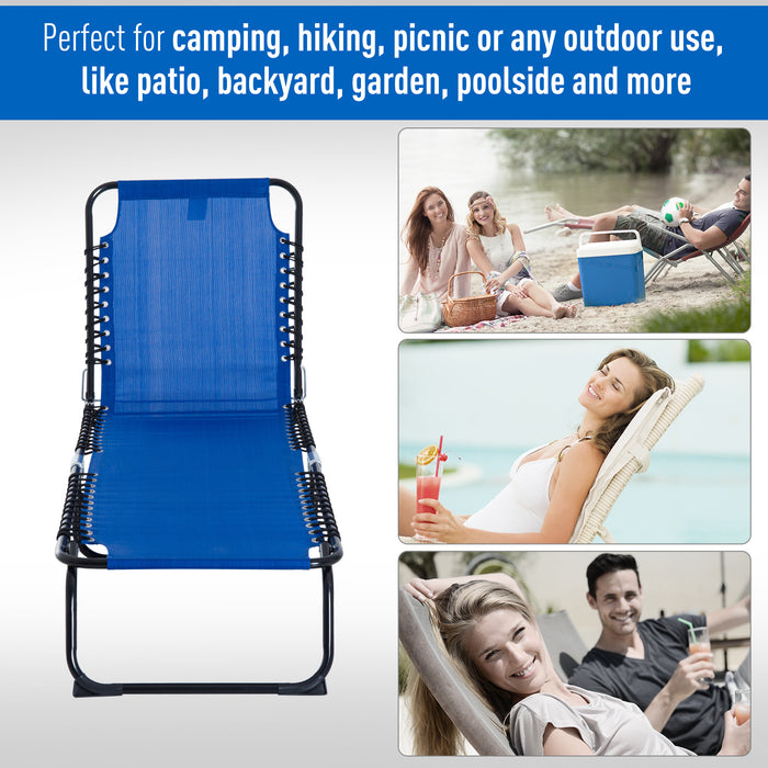 Folding Sun Lounger with 4-Position Adjustable Back - Beach Chaise Chair for Garden, Camping & Hiking - Ideal for Outdoor Relaxation and Sunbathing in Blue