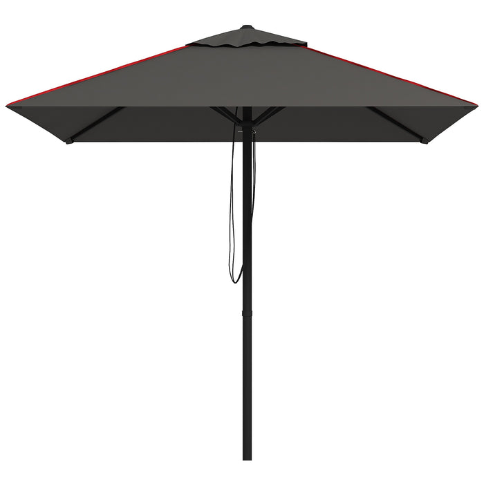 Patio Parasol Sun Shade Umbrella - Ventilated Canopy with Decorative Piping Edge, Garden Market Table Umbrella in Grey - Ideal Outdoor Accessory for UV Protection and Comfort