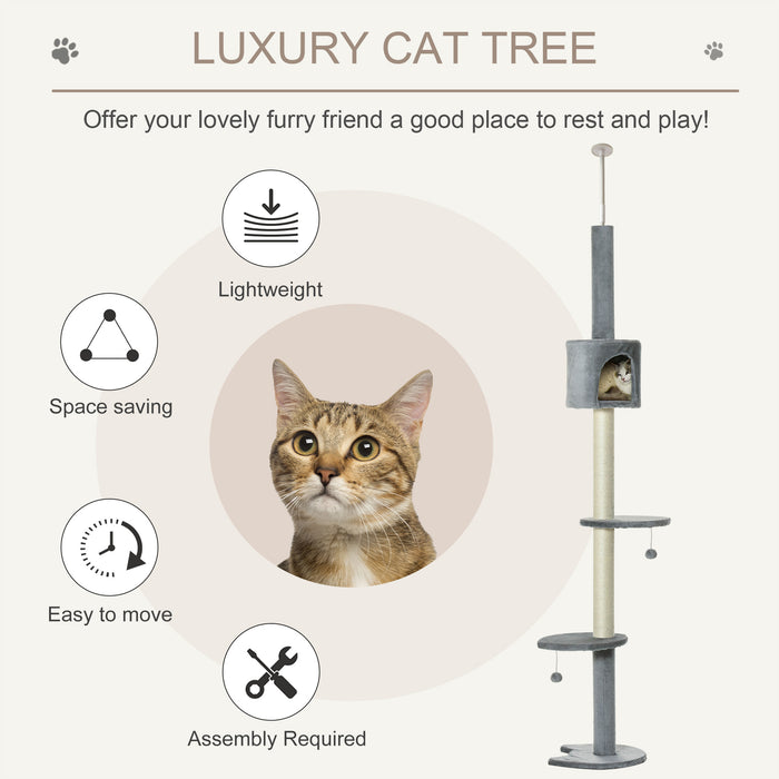 Multi-Level Kitten Tower with Condo - Indoor Cat Tree Activity Center with Solid Scratching Post and Hanging Balls - Perfect Play House for Cats and Kittens