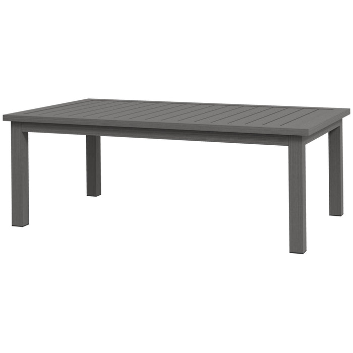 Aluminium Slat Coffee Table - Durable Outdoor Side Table with Wood Grain Finish for Patio & Garden - Ideal for Balconies, 100x60 cm, Brown