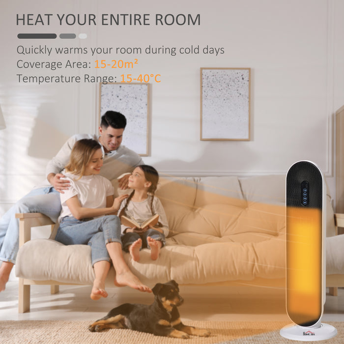 Ceramic Indoor Tower Space Heater with Oscillation - Remote Controlled, Timer & Safety Features, 1200W/2000W Power - Ideal for Home Heating & Safety Conscious Users