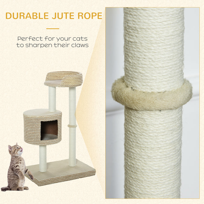 Cat Tree Tower with Multiple Levels - Kitten Climbing Frame with Jute Scratching Posts, Condo Perch, and Plush Fabric - Ideal Playhouse & Lounging Area for Cats