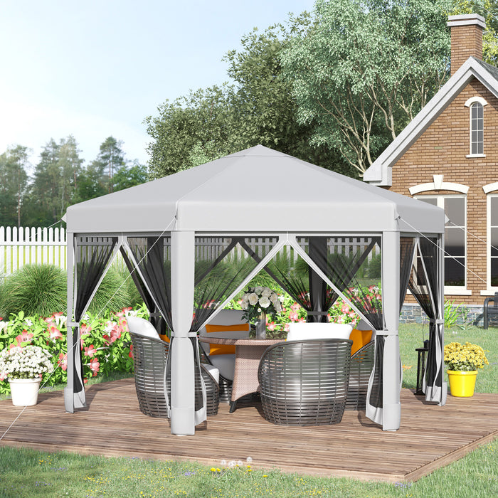 Hexagonal Pop Up Gazebo Canopy Tent - 3.2m, Mesh Sidewalls, UV Protection, Handy Carry Bag - Outdoor Events, Garden Shade