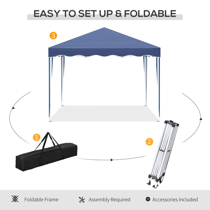 Pop Up Gazebo Canopy 3x3m - Foldable Blue Tent with Adjustable Height and Wave Edge Design - Ideal for Garden Parties & Outdoor Events