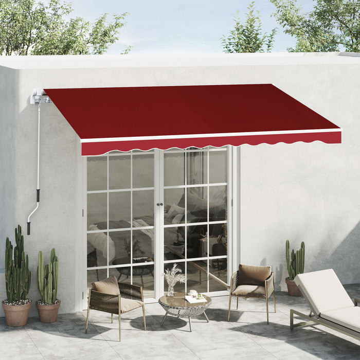 Manual Retractable Sun Shade Awning - 2.5x2m Outdoor Deck Canopy Shelter in Dark Red - Ideal for Garden Patio and Entertaining Spaces