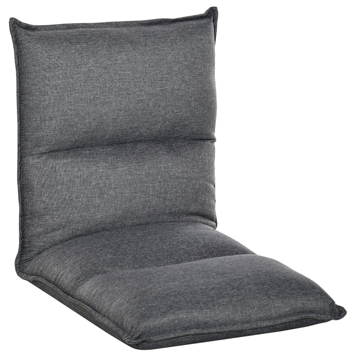 Foldable Padded Sofa with Adjustable Backrest - Thick Seat Cushion Lazy Lounge Chair in Grey - Perfect for Small Spaces and Comfort Seekers