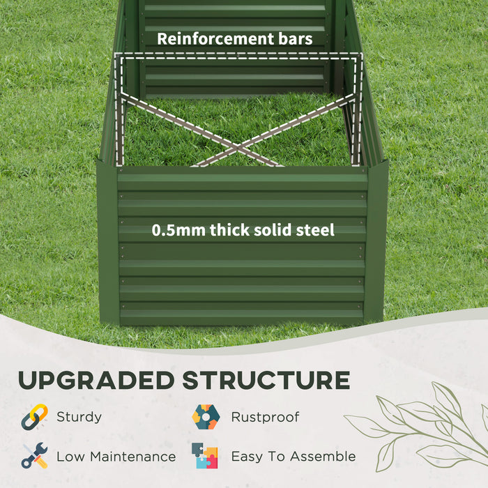 Galvanized Steel Raised Garden Bed - Durable Outdoor Planters with Multi-Reinforced Rods, 180 x 90 x 59 cm, Green - Ideal for Gardening Enthusiasts and Urban Farmers