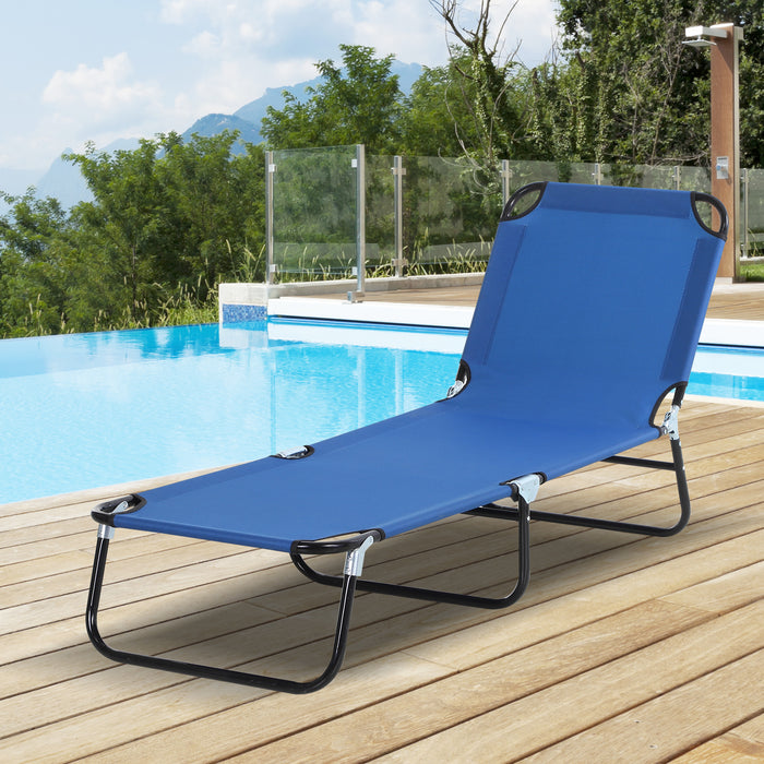 Foldable Blue Sun Lounger - 5-Position Recliner with Lightweight Design for Outdoor Enjoyment - Ideal for Poolside Relaxation and Sunbathing